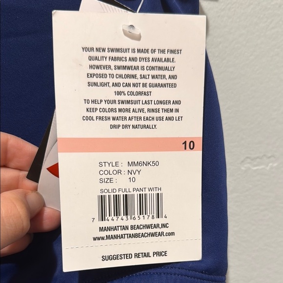 Maxine of Hollywood 10 Navy High-Waisted Blue Bikini Bottom - Picture 4 of 7